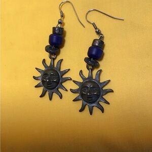 Radiant Sunburst Earrings with Bronze and Purple Accents